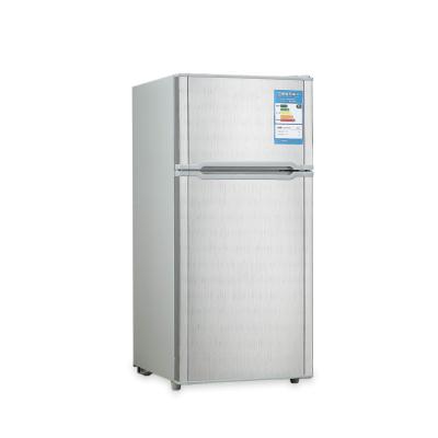 China COMPRESSOR BCD-85 98 liters fruit and beer display 12V DC solar compressor small double door refrigerators for sale