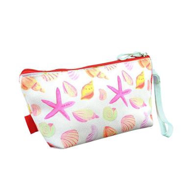 China Lady Custom Full Print Pattern Makeup Bags Eco Friendly 100% Cotton Handled Zipper Cosmetic Bag for sale