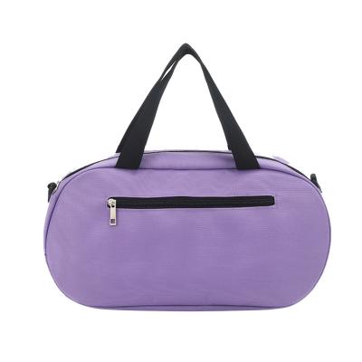 China Fashion Cheap Small Size Students Study Dance Duffel Bag Purple Pink Cute 600D Oxford Logo Canvas Travel Duffle Bag Custom Made for sale