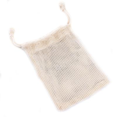 China Hot Sale Recyclable On Amazon Fruit Vegetable Cotton Mesh Bags With Drawstring Custom Packaging Product Reusable Cotton Mesh Bags for sale