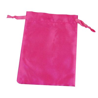 China Custom Soft Rose Pink Custom Logo Silk Satin Drawstring Gift Bags Promotion Satin Drawstring Bag Wig Storage Packaging Small for sale