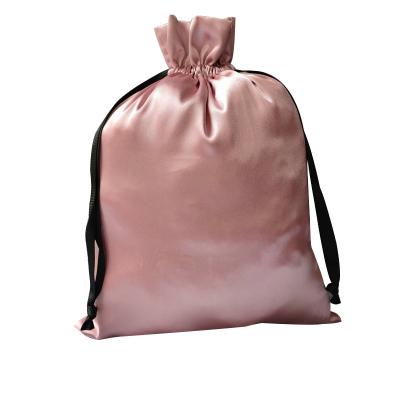 China Different LOGO High Quality Satin-Shoe-Bag Storage Waist Pouch Drawstring Bag Satin Pink Promotion Embroidery Gifts for sale