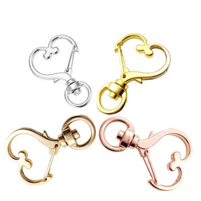 China Bag Accessories Factory Good Quality Zinc Alloy Heart Shaped Hook Snap Swivel Chain Key Metal for sale