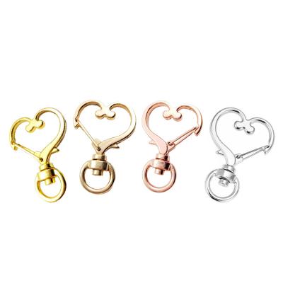 China Factory Directly Selling Zinc Alloy Heart-Shaped Swivel Metal Snap Love Hook Key Chain Accessories Bag With Ring for sale