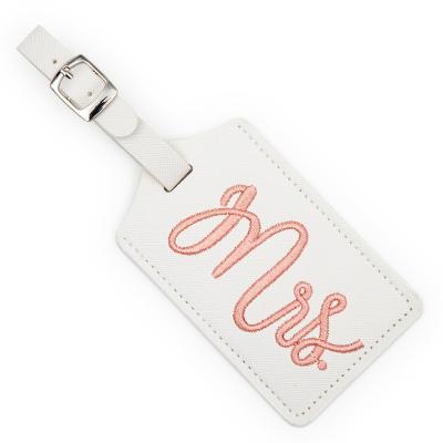 China Bag accessories OEM design promotion name tag luggage bag label tags custom embroidery PU leather material luggage tag custom logo for sale