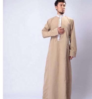 China Popline Men's Saudi Style Thobe Islamic Arab Robe Made of Flame Retardant Polyester for sale