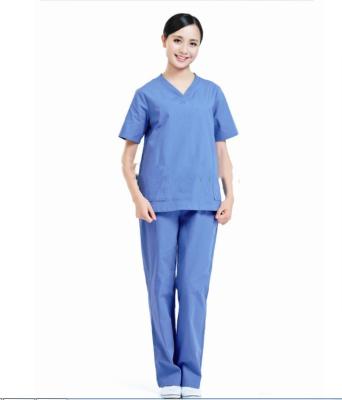 China White Blue Nurse Hospital Uniform Fabric Cotton Polyester Nurse Fabric 100*52 Density for sale