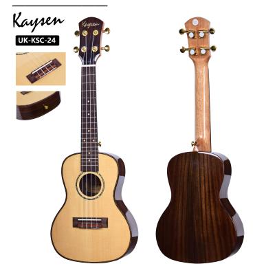 China China manufacturer solid fir concert high gloss ukulele with solid spruce top made in china wholesale for sale