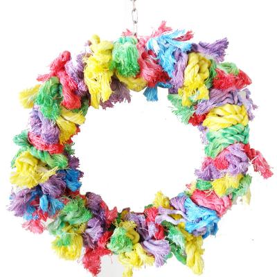 China Parrot Cotton Rope Sustainable Toy Bird Cage Toy Parrot Bird Swing Ring Toy for sale