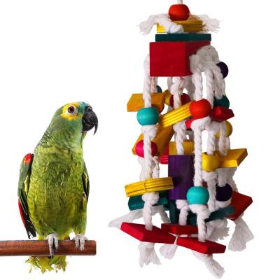 China Viable Colorful Bird Chew Toy, Movable Wooden Birdcage Toys For Small Size Parrot, Durable Durable Bite Game Accessory for sale