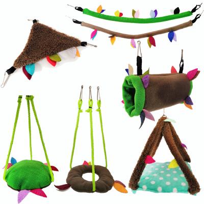 China Breathable Hanging Dangle 6 PCS SET Forest Nature Pet Supplies Nest Pet Parrot Bird Hamster Small Plush Soft Super Warm Fleece Round for sale