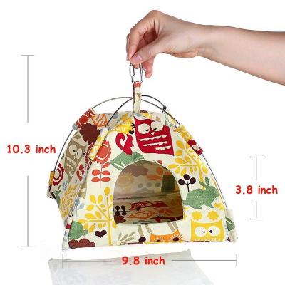 China Sustainable Pet Supplier Small Plush Canvas Nest Tent Pet Parrot Bird Warm Soft Triangle Hammock for sale