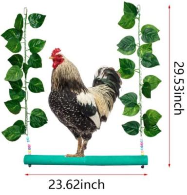 China Viable Wooden Hen Swing Chicken Stand Perch Swing Toys For Chickens Bird Parrot Used In The Cage With Natural Leaves for sale