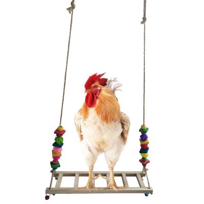 China Viable Wooden Hen Swing Chicken Stand Perch Jute Rope Nature Swing Toys For Chickens Bird Parrot Used In Cage for sale