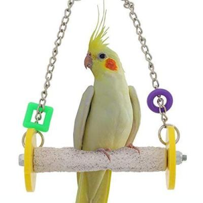 China Parrot Viable Stand Shockproof Perch and Granular Sanding Swing with Rope Chain Bird Toy for Bird Parrot Cubs Animals for sale