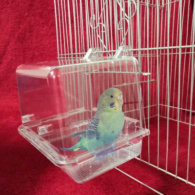 China Viable Bird Acrylic Parrot Pet Animal Toys Small Bathtub Basin With Clear Cover Shower Basin Cage Accessories for sale