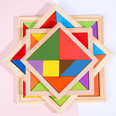 China Toy Wholesale Hot Sale Item Jigsaw Puzzle Tangram Educational Wooden Puzzle for sale