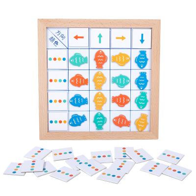 China New Color Logic Game Puzzles Toys Wooden Board Interactive Gamep Printed Quality Beech Custom Direction Game for sale