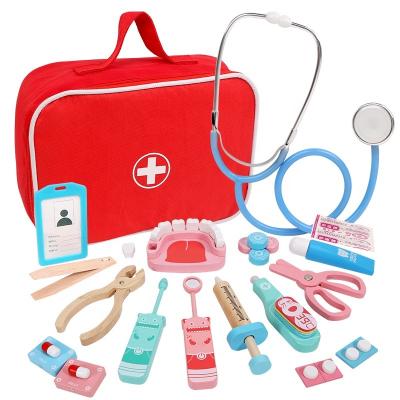 China Wooden Kids Simulation Tissue Bag Medicine Box Medicine Box Baby Boys and Girls Play House Simulation Doctor Early Education Toys for Children for sale