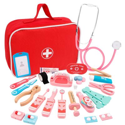 China Wooden Wooden Toys Pretend Classic Role Play Medical Game Doctor Set Nurse Injection Kit Toys Simulation Doctor Toy for sale