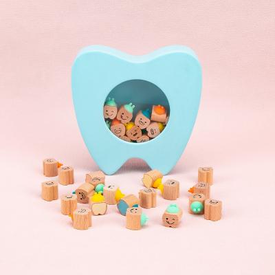 China China Cute Colorful Wooden Milk Tooth Storage Box Keepsake Tooth Box For Kids for sale