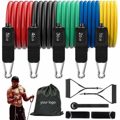 China Resistance Fit Bands Set 12 Pcs To 150 Pounds Adjustable Fitness Workout Bands With Wide Handles Steel Clasp Carry Bag For Home Gym for sale