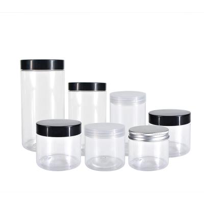 China 250g 300g 250ml 300ml Skin Care Cream Cosmetics Storage Container Frosted Clear PET Plastic Jar With Plastic Screw Cap for sale