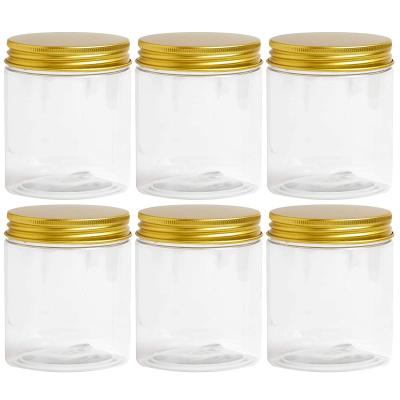 China Food Storage 250ml 8oz Round Shape Pet Plastic Food Jar For Candy With Gold Or Silver Foil Cap for sale