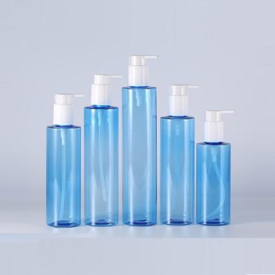 China BEAUTY PACKAGING 300ml 350ml Light Blue Clear PET Shampoo Wash Hand Lotion Plastic Pump Bottle for sale