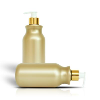 China Customized Luxury Customized Cosmetic Packaging Plastic PET Gold Shampoo Lotion Bottle Empty Bottle 16oz 500ml for sale