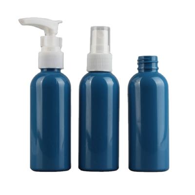 China BEAUTY PACKAGING Mini Small 2oz 3oz 60ml 80ml 100ml Navy Perfume Good Dark Blue Mist Empty PET Plastic Spray Bottle for sale