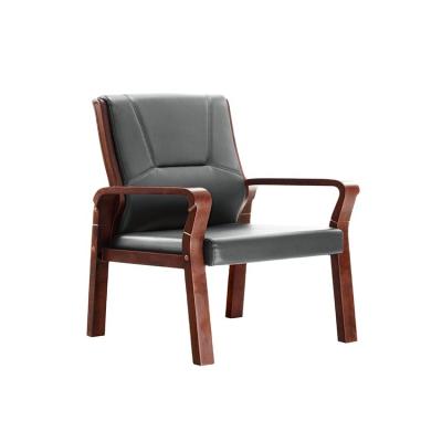 China Other New Modern Luxury Practical Wooden Black Leather Meeting Room Guest Chair for sale