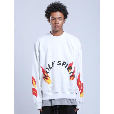 China Fashion Hip Hop Men's Breathable Wholesale Cotton Crew Neck Simple Oversized Flame Blast Printing Hoodies for sale