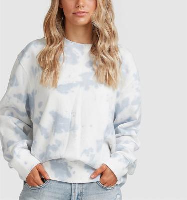 China Lady Lightweight French Terry Fall Long Sleeve Crewneck Cotton Anti-wrinkle 100% Casual Women Tie Dyed Sweatshirt for sale