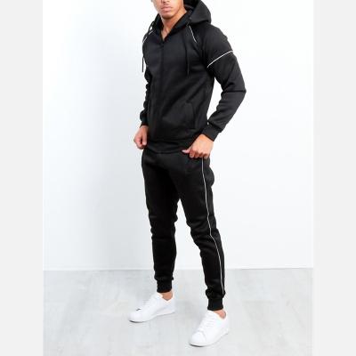 China Latest Fashion High Quality Custom Breathable Cotton Polyester Reflective Single Black Zipper Men Tracksuits for sale