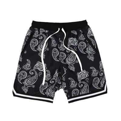 China Wholesale QUICK DRY High Waist Beach Shorts Casual Mens Black Paisley Print Panel Men's Bandana Shorts for sale