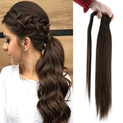 China Quality Straight Dual Stream Salon Ponytail Extensions Virgin Brazilian Remy Human Hair Ponytail Hair Extensions for sale