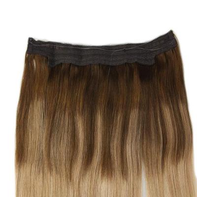 China Wholesale Virgin Ombre Color Brazilian Silky Straight Weft Double Wave Fish Wire Halo Hair Human Hair Extensions Balayage for sale