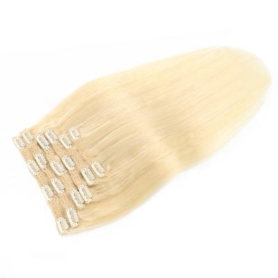 China XDhair Silky Straight Wave 8pcs Per Bag Color 613 Grams Bleach Blonde Wholesale Price Double Drawn Clip In European Hair Extensions for sale