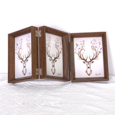 China Fashion Durable Eco - Friendly Top Walnut Wrapped MDF Folding Craft Wood Photo Frame for sale