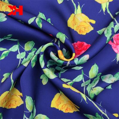 China Anti Pill Kahn Silk Fabric Satin Floral Printing Fabric For Clothes for sale