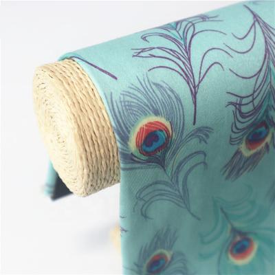 China Cotton Satin Fabric Stretch Shrink-Resistant Custom Printed With Peacock Feather Pattern Fabric For Tops Blouses Dresses for sale