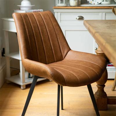 China Modern Leather Dining Chair Vintage Leather Slipcovered Chair for sale