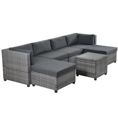 China Eco-Friendly\UV Resistant\Water Proof\Wicker Garden Sofa Set Cushioned Couch Seat Weather Resistant Outdoor Rattan Patio Furniture for sale