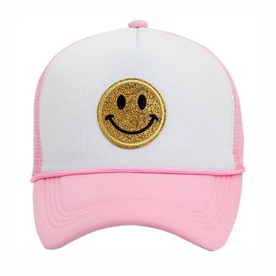 China COMMON 2022 New Smiley Face Foam Trucker Hat Custom Made Wholesale With Rope for sale