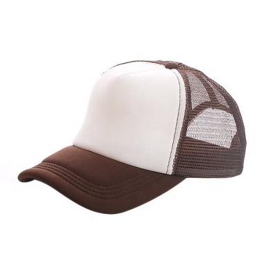 China COMMON Two Tone Foam Mesh Custom Brown Trucker Hats 5 Panel Trucker Hat Professional Custom Yiwu Hat Qunliang for sale