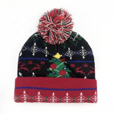 China 2021 COMMON New Design Wholesale OEM Christmas Knit Bobble Hat Hot Sale for sale