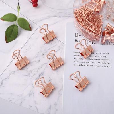 China Eco-friendly Border Direct Supply 19mm Rose Gold Binder Clip Paper Clip Storage Set I-nail Multifunctional Ticket Clip Combination for sale