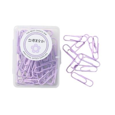 China Macaron color paperclip box size paperclip metal binding office supplies convenient fresh creative paperclips for sale