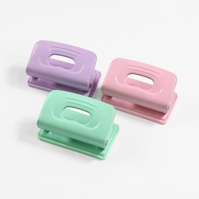 China Manual Durable Double Punch Color Macaron Hole Binding Labor Saving Punch With Measuring Tape for sale